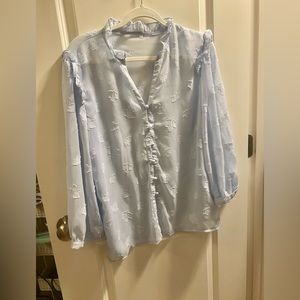 Shein Blue Feather fluff blouse